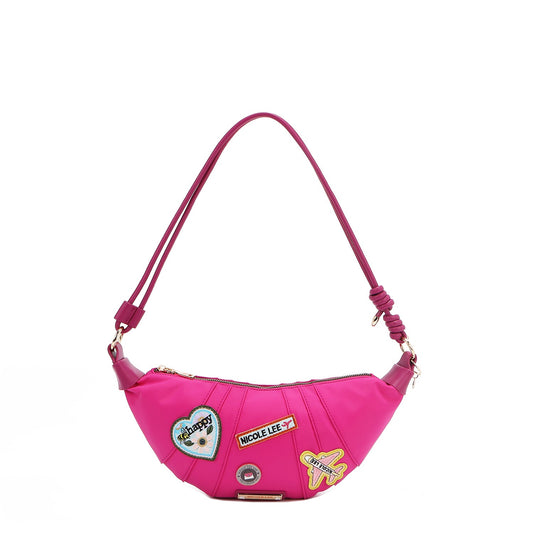 BOLSO CROISSANT CON PARCHES DE COLORES (VIOLETA)-0